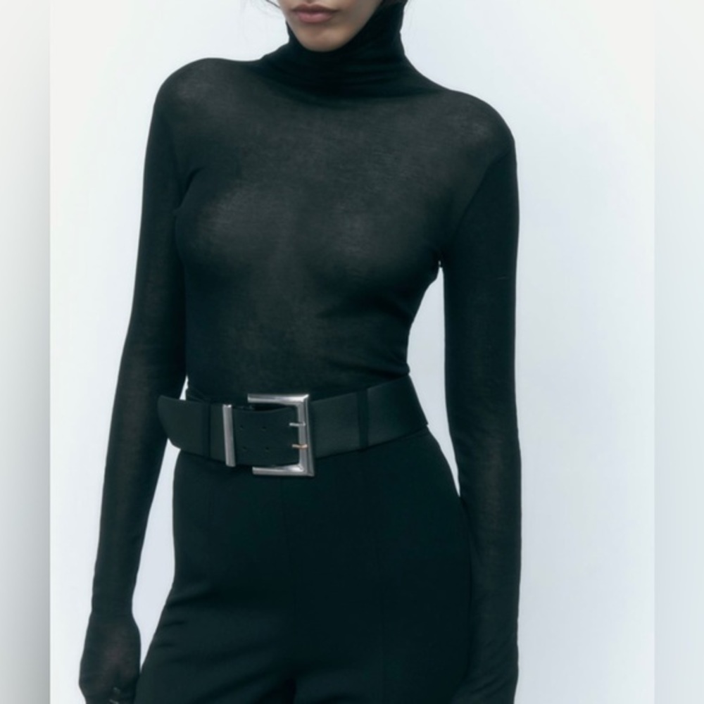 ZARA‎ BELTED FLARE PANTS - Picture 6 of 10